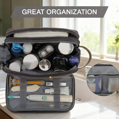 2Pack Men's Toiletry Bags Pu,Travel Toiletry Organizer, Waterproof Shaving Kit Pouch For storing daily essentials like toiletries and cosmetics,Black (Canvas Grey) - color: Canvas Grey