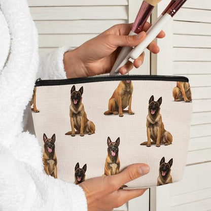 Belgian Malinois Dog Makeup Bag, Belgian Malinois Lovers Gifts Cosmetic Bag for Women, Dog Mom Lovers Owner Gifts for Women Christmas, Pet Lover Gift Zipper Travel Makeup Pouch for Purse - color: belgian malinois