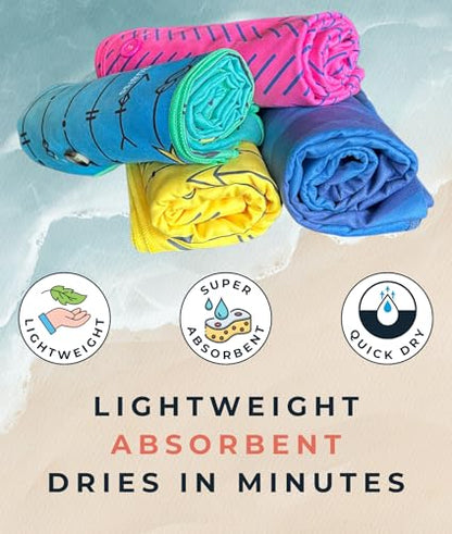 3-in-1 Wearable Beach Wrap & Lightweight Travel Towel – Sarong with Secure Button Closure, Quick-Dry Sand-Free Microfiber, Adjustable Fit (64”x33”, Fits S–4X), Compact Pool & Beach Essential, Blue - color: Blue - Green Lines