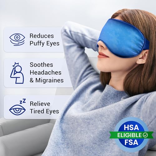 Hsa Store Eligible Items Fsa: Cold Compress for Migraines Headache Puffiness Dark Circles, Face Ice Pack for Sleep Puffy Eyes, Reusable Cooling Gel Eye Mask (Blue) - color: Blue