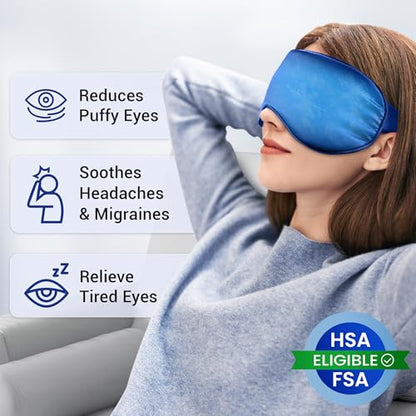 Hsa Store Eligible Items Fsa: Cold Compress for Migraines Headache Puffiness Dark Circles, Face Ice Pack for Sleep Puffy Eyes, Reusable Cooling Gel Eye Mask (Blue) - color: Blue