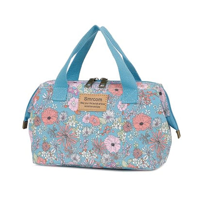 Makeup Bag Cosmetic Bag For Women Girl Travel Makeup Bag Toilet Bag Zipper Organizer Bag Waterproof - color: Blue pink flower