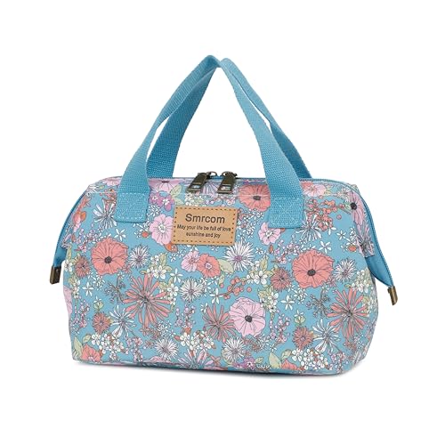 Makeup Bag Cosmetic Bag For Women Girl Travel Makeup Bag Toilet Bag Zipper Organizer Bag Waterproof - color: Blue pink flower