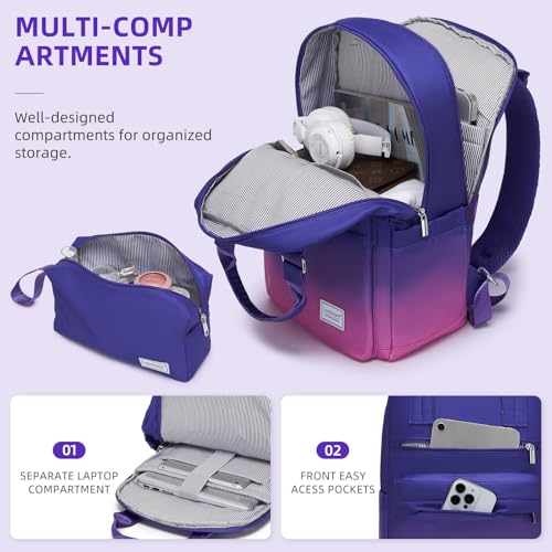 LARVENDER Carry on Luggage 22x14x9 Airline Approved Hardshell Suitcase with Wheels TSA Lock, PC+ABS Lightweight Suitcase Set for Women with Travel Backpack, Midnight Berry, 3 Piece Set - color: Midnight Berry-20BP, size: 3 Piece Set (Backpack/TB/20)