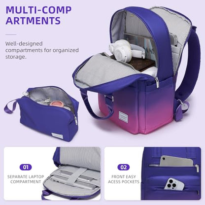 LARVENDER Carry on Luggage 22x14x9 Airline Approved Hardshell Suitcase with Wheels TSA Lock, PC+ABS Lightweight Suitcase Set for Women with Travel Backpack, Midnight Berry, 3 Piece Set - color: Midnight Berry-20BP, size: 3 Piece Set (Backpack/TB/20)