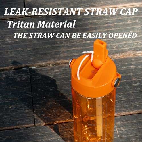 GOPPUS 20oz Clear Water Bottle with Flip Straw, Lightweight, Leakproof, Easy Carry and BPA-Free, Tritan Water Bottlefor Sport, Travel, Outside (Orange) - color: Orange, size: 20 Ounces