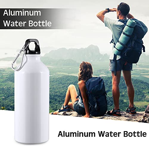 CHENGU Aluminum Water Bottle 20 oz Reusable Bottles Lightweight Leak Proof Aluminum Sports Travel Bottles with Twist Cap Buckle for Gym, Hiking, Cycling, Camping, Fishing - color: White