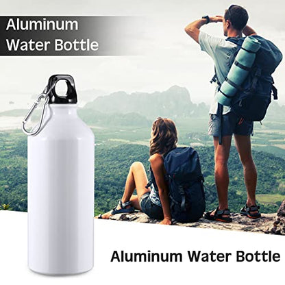 CHENGU Aluminum Water Bottle 20 oz Reusable Bottles Lightweight Leak Proof Aluminum Sports Travel Bottles with Twist Cap Buckle for Gym, Hiking, Cycling, Camping, Fishing - color: White