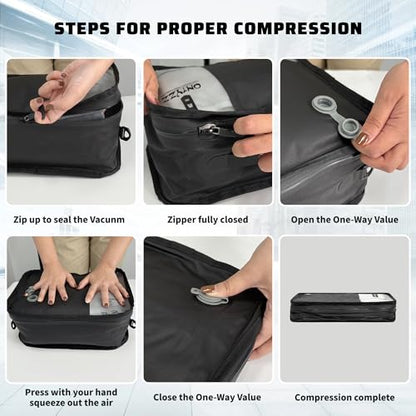 ONTYZZ Travel Vacuum Compression Bags 12 inch Space Saver Bags Vacuum Travel Case with IP67 Waterproof Zipper for Socks, Underwear, Two Bag Black - color: 12'' Two Bag