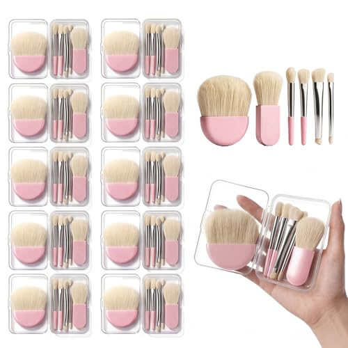 mini Makeup Brushes - 10 Sets Individually Wrapped Disposable Makeup Brushes, Travel Size Mini for Wedding Bridal Party Favors, Bridesmaid Gifts, Bachelorette, Travel (pink) - color: Pink