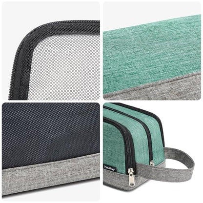 Yeiotsy Men's Travel Toiletry Bag – Small Dopp Kit with Mesh Pockets & 3 Compartments, Durable Shaving Organizer for Gym, Camping & Weekend Trips - color: Green