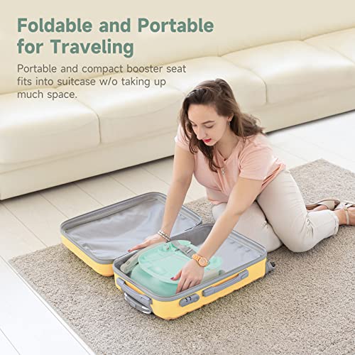 YOLEO Baby High Chair Booster Seat for Dining Table, Foldable High Chairs with Adjustable Heights, Travel Booster Seat with Removable Tray - color: Green, size: No Cushion