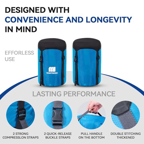 Compression Stuff Sack, Sleeping Bag Stuff Sack - Blue 16L/20L/29L Water Resistant Ultralight Lightweight Nylon Space Saving Storage Sack for Camping Hiking Travel Outdoor Backpacking - color: XL-Blue