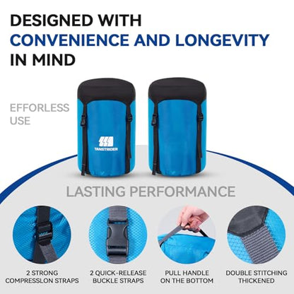 Compression Stuff Sack, Sleeping Bag Stuff Sack - Blue 16L/20L/29L Water Resistant Ultralight Lightweight Nylon Space Saving Storage Sack for Camping Hiking Travel Outdoor Backpacking - color: XL-Blue