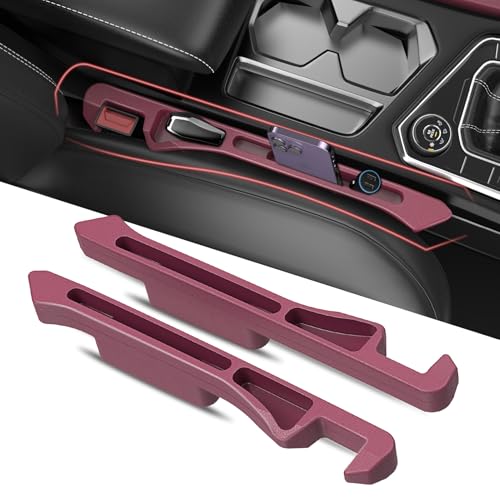 Car Seat Gap Filler 2Pack, Inserts Between Seats Console with Organizer Storage Upgraded Phone Holder Side Seat Gap Fillers Cars Front Seats Fill Plug Car Essentials for Vehicle SUV Truck (Wine Red) - color: Wine Red