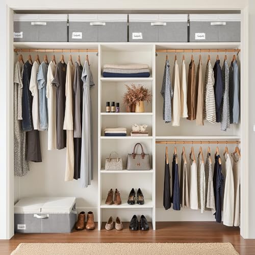 GRANNY SAYS Large Storage Bins with Lids, Fabric Closet Storage Bins for Clothes and Blankets, Decorative Storage Basket with Double-Open Lid, 63L, White&Gray, 1-Pack - color: Dark Gray&Ivory, size: Extra Large - 1 Pack