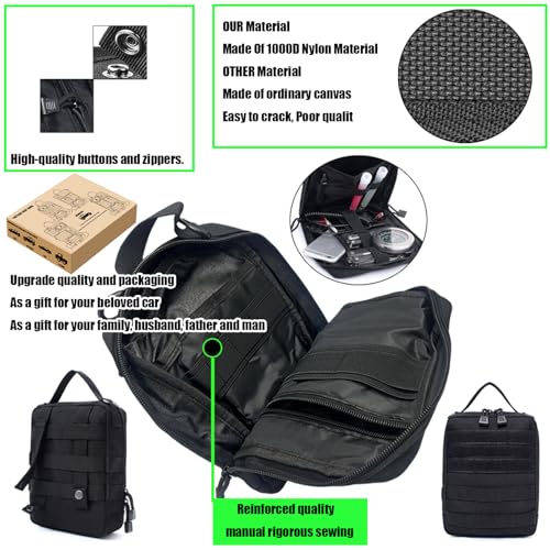7 PACK Tactical Car Seat Back Organizer With 5 Detachable Pouches Upgrade Tactical Molle Vehicle Panel Organizer Universal fits for Most of Car Truck Ford Jeep Vehicle