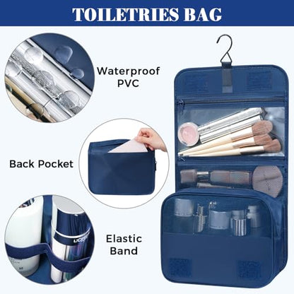 BAGAIL 4 Set/6 Set/8 Set Compression Packing Cubes Travel Accessories Expandable Packing Organizers(HalfMesh,8-Navy) - color: 8-Navy, style: Half Mesh