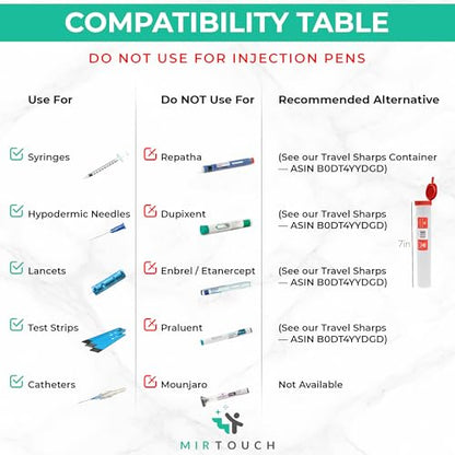 Sharps-Shuttle - Single Use Travel Sharps Container for Needles Syringes - Portable Small Sharp Containers with Locking Lid, Puncture Resistant Transportable Needle Disposal Containers 6 Pack - size: 6.5in Pointed-End (6Pk)