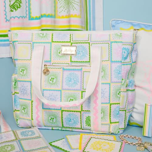 Lilly Pulitzer Beach and Picnic Cooler, Insulated Bag with Adjustable Shoulder Strap and Zipper, Soft Cooler - color: Sun Tiles Home