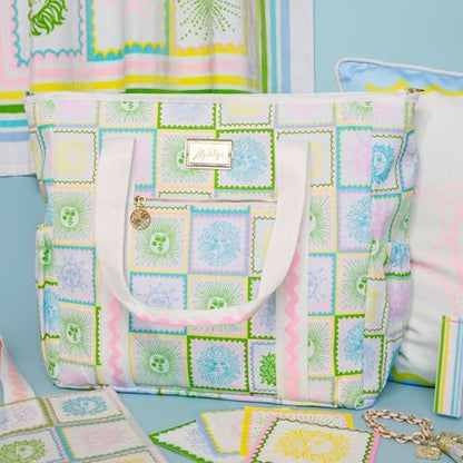 Lilly Pulitzer Beach and Picnic Cooler, Insulated Bag with Adjustable Shoulder Strap and Zipper, Soft Cooler - color: Sun Tiles Home