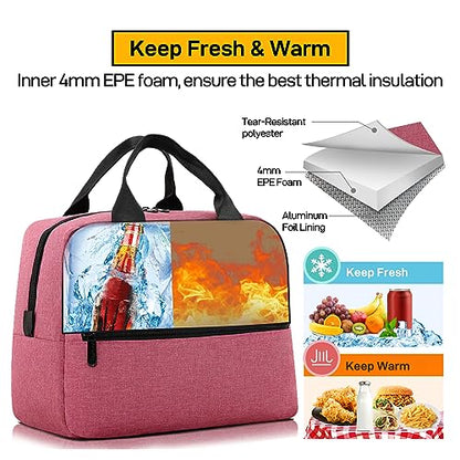 HOMESPON Insulated Lunch Bag for Women Men Lunch Box Cooler Lunch Tote for Work Picnic (Rose) - color: Rose