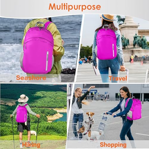 Waterproof Foldable Backpack Dry Storage Lightweight Daypack 35L Outdoor Backpack for Beach Men Women Hot Pink - color: Pink
