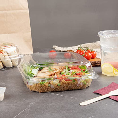 Restaurantware Thermo Tek 33.8 Ounce Clamshell Containers 100 Anti-Fog To Go Food Containers - Freezable Square Clear Plastic Food Packaging Containers Disposable - size: 39 oz