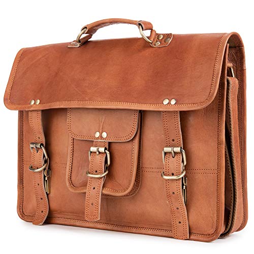 BERLINER BAGS Vintage Genuine Leather Messenger Bag Berlin M, Laptop Bag, Work Bag, Briefcase for Men and Women - Brown - color: Brown M