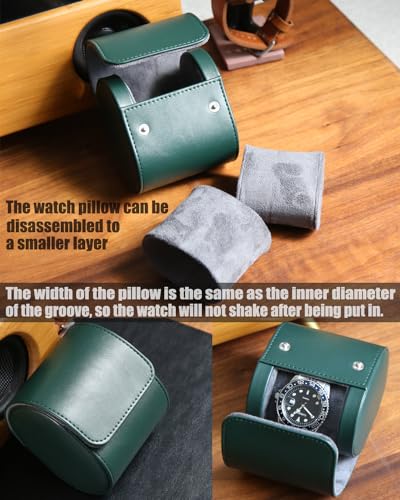 Watch Roll Travel Case for Men and Women with Suede Lining Watch Display Box Single Watch Storage and Organizer (Green) - color: 1 Slot Green
