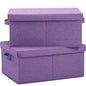 HOONEX Foldable Storage Bins with Lids, Pack of 2, Storage Boxes with 2 Carrying Handles and Sturdy Heavy Cardboard, 16.5" L x 11.8" W x 7.5" H for Shoes, Books, Clothes, Purple - color: Purple