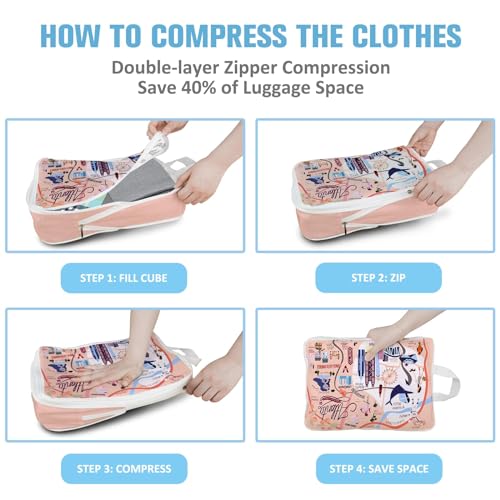 6 Set Compression Packing Cubes Compressed Storage Bags for Carry on Suitcases Packaging Luggage Bags Organizers for Travel