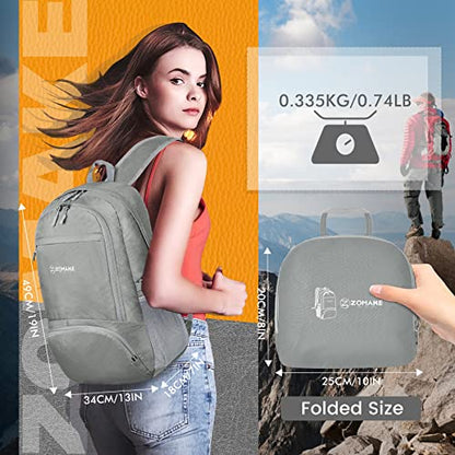 ZOMAKE Lightweight Packable Backpack 30L, Foldable Hiking Backpacks Water Resistant Compact Folding Daypack for Travel(Sliver Grey) - color: Sliver Grey
