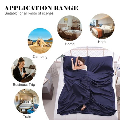 Sleeping Bag Liner,Travel Sheet & Adult Sleep Sack, Camping Sheets Travel Sleep Sack for Backpacking,Hotels & Hostels -Lightweight Single &Double Travel Sheet Camping Sheets - color: Double Navy