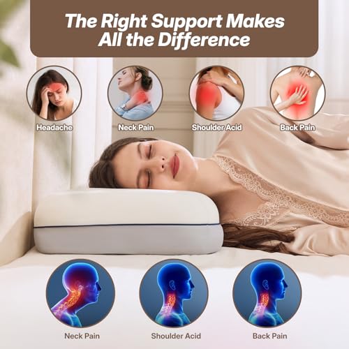 Cervical Neck Pillow for Neck & Shoulder Support, Adjustable Memory Foam Pillow with Customizable Height and Firmness, Ergonomic Pillow for Side, Back，Stomach and Combination Sleepers