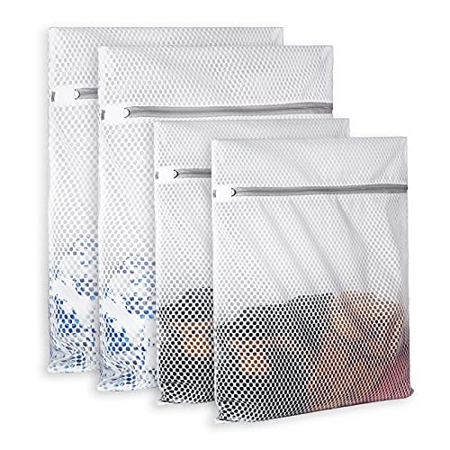 Extra Large Honeycomb Mesh Laundry Bag125gsm Net Fabric Durable and Reusable Delicate Wash Bag,Travel Organization Bag for Lingerie,Clothes,Jeans,Bath Towel,Sock (Set of 4(2L+2XL)) - size: Set of 4 (2 Large + 2 X-Large)