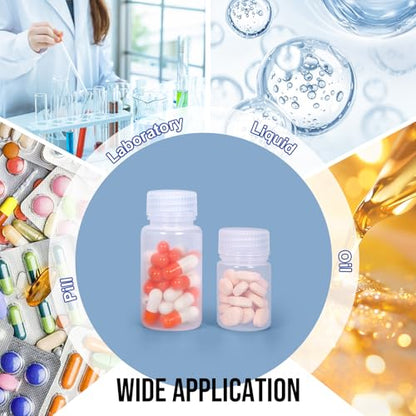 12 Pack 1oz Plastic Bottles with Lids - Wide Mouth BPA-Free Leak-Proof Sample Containers for Lab Reagents, Pills, Cosmetics, Travel Toiletries & Essential Oils Storage (Transparent, 1OZ/30ML) - size: 1OZ/30ML