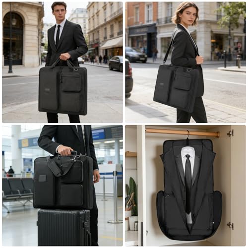 Garment Bag 45", Suit Bag with Shoulder Strap, Waterproo, Black - color: 45" BLACK