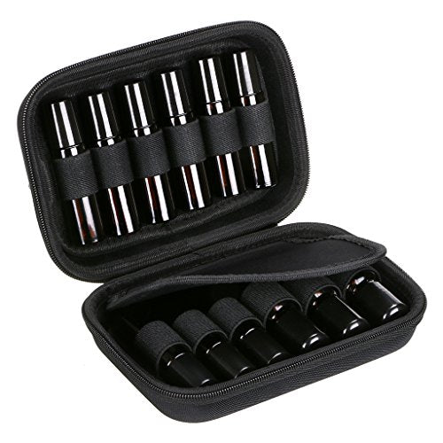 Hipiwe Hard Shell Essential Oil Carrying Case Holds 12 Bottles (Can hold 5ml, 10ml, &10ml Rollers) Travel Size Essential Oils Bag Organizer (Black) - color: Black