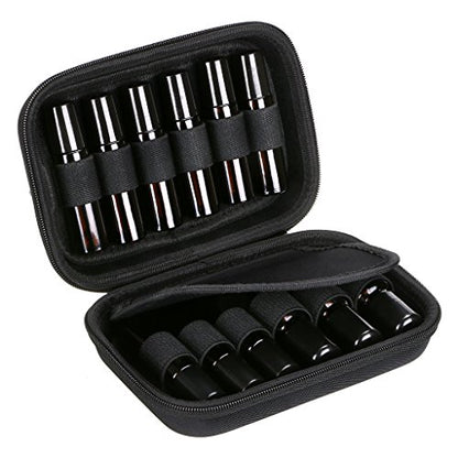 Hipiwe Hard Shell Essential Oil Carrying Case Holds 12 Bottles (Can hold 5ml, 10ml, &10ml Rollers) Travel Size Essential Oils Bag Organizer (Black) - color: Black