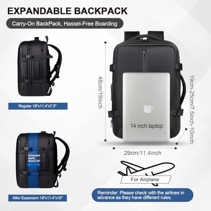 Vacuum Seal Backpack Travel with Pump, Expandable Vacuum Backpack with Air Compression System, Airback Vacpack TSA Lock Water Resistant Carry-On Luggage (Black) - color: Black