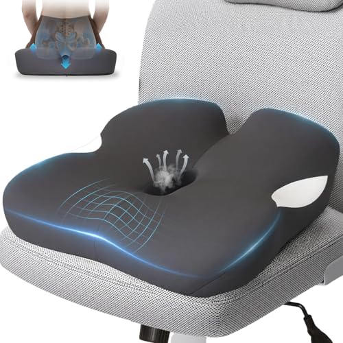 18.5" x 16.5" Extra Large Memory Foam Cushion, Tailbone Pain Relief Cushion for Long Sitting Soft Hip Support, Breathable X Large Donut Pillow Desk Chair Cushion