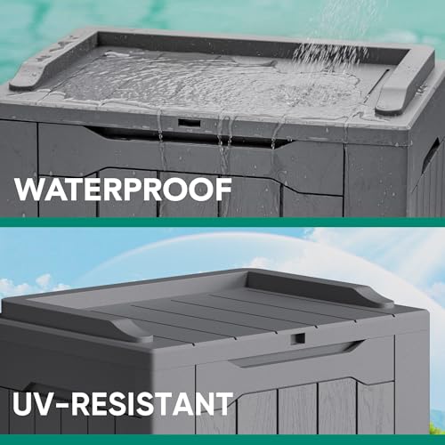 Devoko 30 Gallon Resin Deck Box 2 Pack Outdoor Indoor Waterproof Storage Box for Patio Furniture Pool Accessories Storage for Cushion Garden Tools (Grey, 2 Pack) - color: Grey, size: 30 Gallon 2 Pack