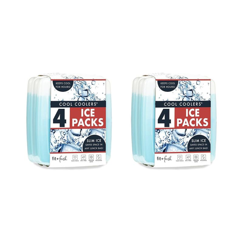 Cool Coolers by Fit + Fresh, Reusable & Long-Lasting Slim Ice Packs, Cold Packs for Lunch Boxes, Ice Packs for Lunch Bags, Blue 8 Pack - color: Blue (8 Pack)
