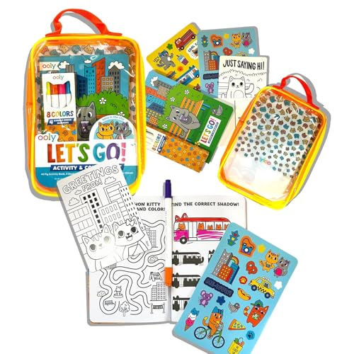 Ooly Let's Go Activity & Coloring Book Kit Complete with Markers, Stickers, Puzzles & More - Portable All in One Set - Kitty in the City - color: Kitty in the City
