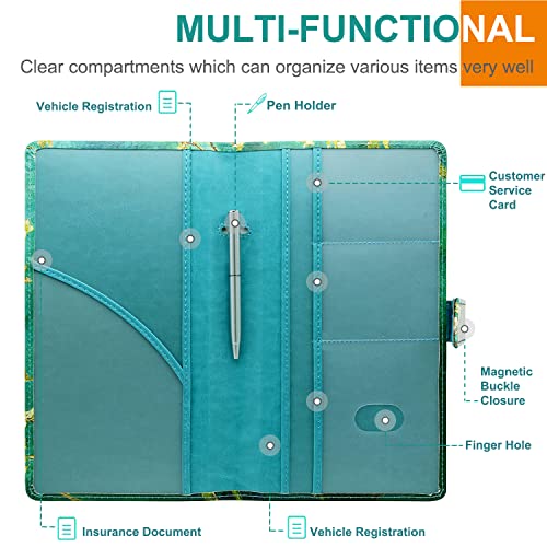 RSAquar Car Registration and Insurance Holder, Vehicle Glove Box Organizer Cool Car Accessories, Car Document Holder for Cards and Driver License, Almond Blossom - color: Almond Blossom
