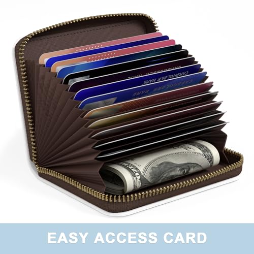 Aiawoxc Credit Card Holder, Small RFID Wallet Slim Leather Card Organizer Case with Zipper and Wristlet Strap, White - color: A-White, size: Wrist Strap