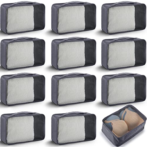 Woanger 12 Pcs Small Packing Cubes for Travel, Light Packing Cubes for Suitcases Mesh Luggage Organizer Bags Travel Accessories Essentials 12 x 8 x 5 Inch(Grey) - color: Grey