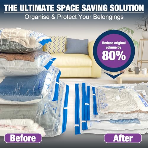XXL Jumbo 47''X35'' Vacuum Storage Space Bags Extra Large for Blanket Bedding Comforters with Hand Pump (8 Pack) - size: 8-XXL