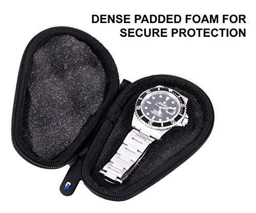 Casematix Watch Box Travel Case for Stainless Steel Metal Band Mens and Womens Watches , Up To 56mm